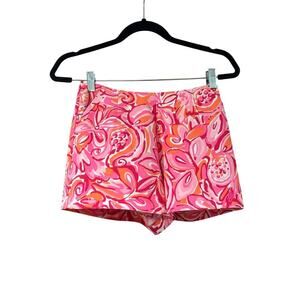 Lilly Pulitzer Vibrant retro pink floral shorts back zip Size 00